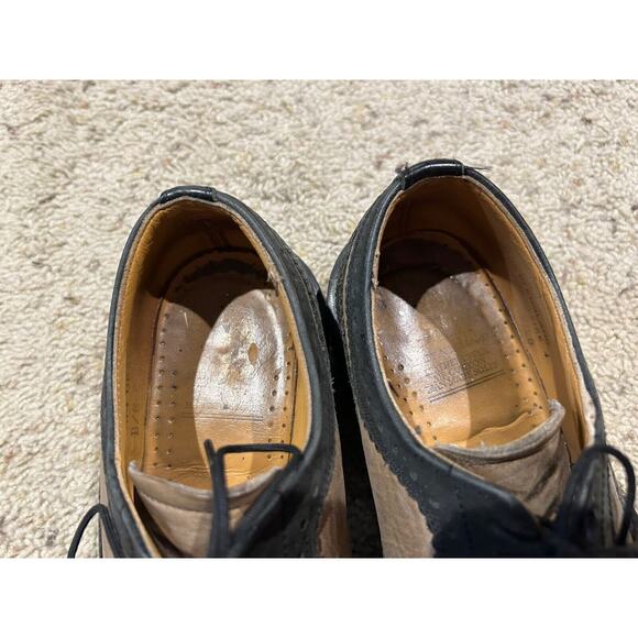 *RARE Vtg 90s Dr Doc Martens UK 4 / US 7 MIE Wing Tip Chunky Shoes Tan/Black J24 - Picture 8 of 9